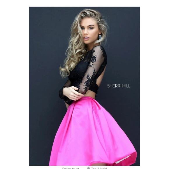 Sherri Hill Prom Dress Size 10 2 Pc Black & Fuchsia